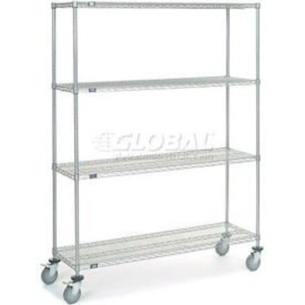 Nexel    Chrome Wire Shelf Truck 60x18x80 1200 Pound Capacity with Brakes, Global Equipment, Mfr#: 168224B